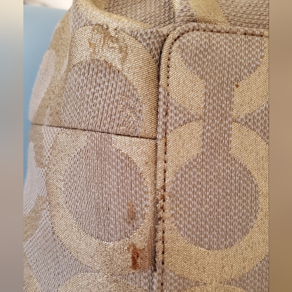 EUC Excellent Pre-Loved Gold Brocade Coach Hand Bag, Immaculate Interior - Picture 8 of 15